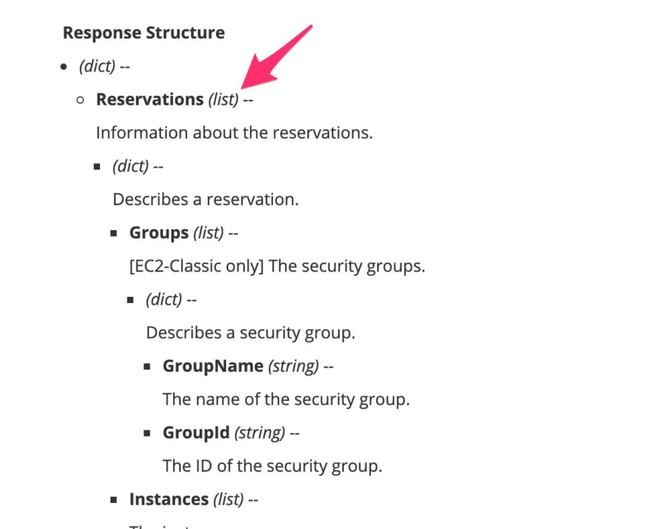Boto 3 Docs 1.9.194 documentation EC2 describe_instancesのResponse Structure欄