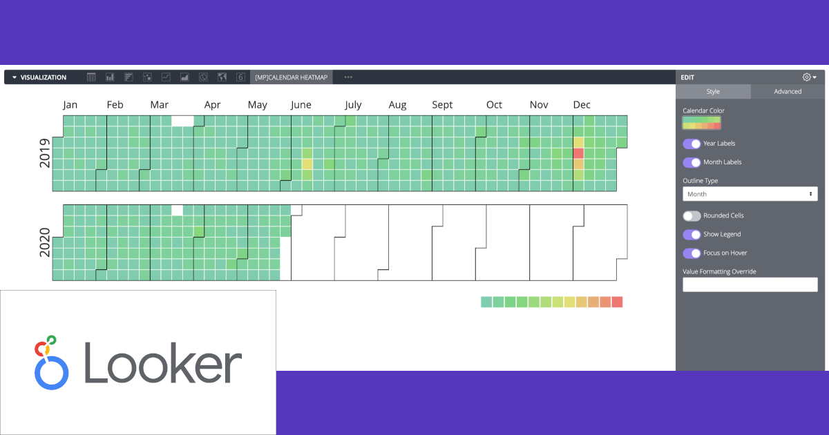 Lookerの可視化(Vizualization) カレンダーヒートマップ(Calendar Heatmap)のアップデートで見た目が全面