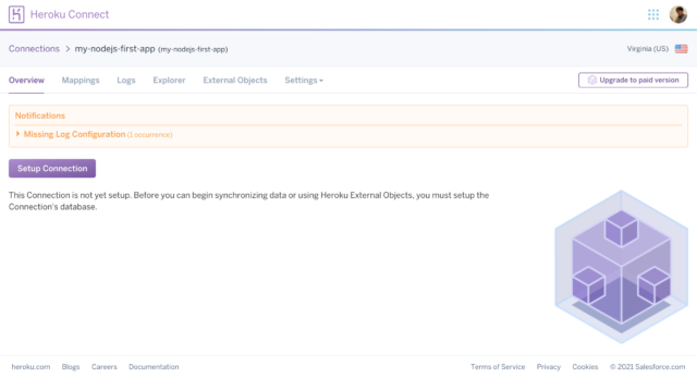 Heroku Connectのセットアップ画面