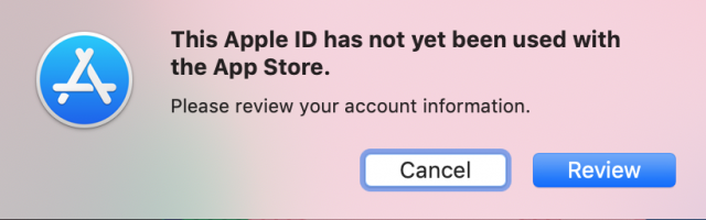 このApple IDはまだ App Storeで使用されたことがありません