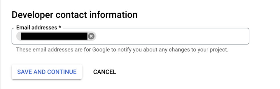 Developer contact inforamtion
