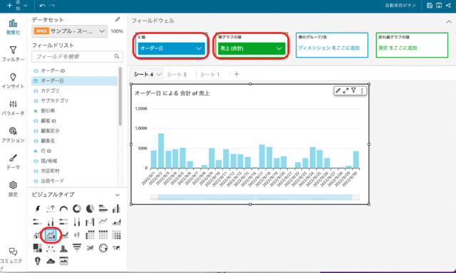 Amazon QuickSight Tips:パラメータとコンロトーラーでグラフの色分けを切替 | DevelopersIO