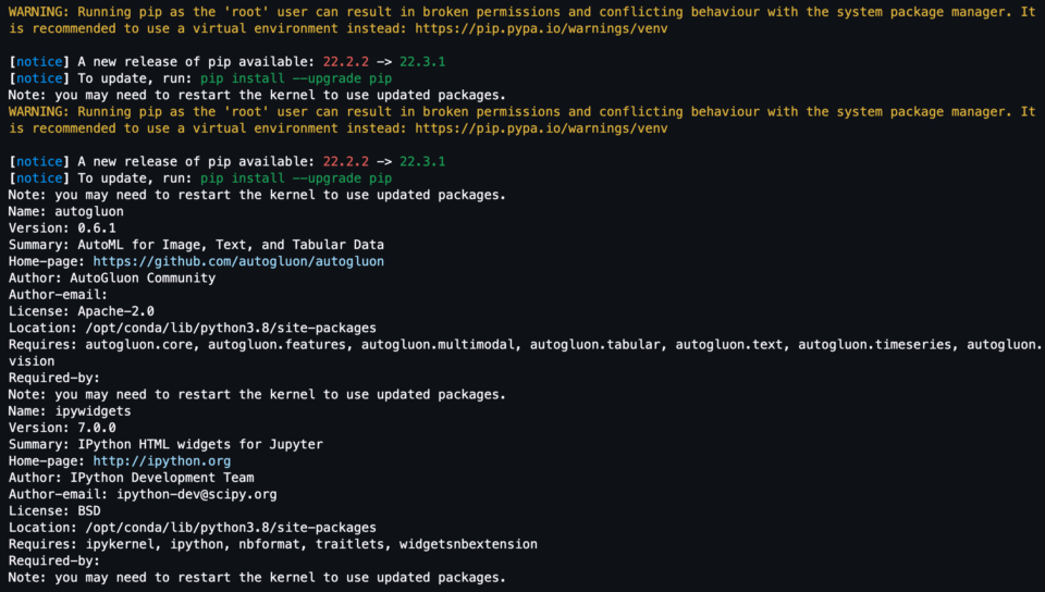 Autogluon と Ipywidgets をインストール