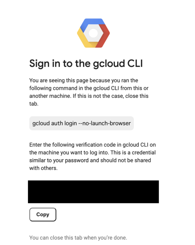 authentication using gcloud command