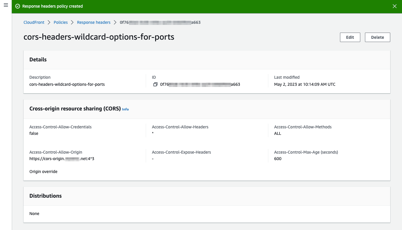 [update] Amazon CloudFrontでCORS accesscontrol headersにワイルドカードを使ったポート指定ができるようになっていました